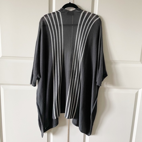 Wooden Ships Open Front Gray and White Stripped Cardigan - Picture 8 of 8